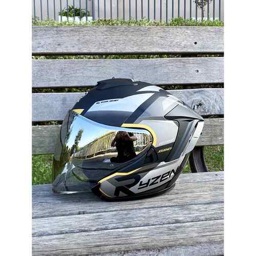 高档Ryzen盔摩托通车头盔男初号机士女冬四分之三机车半盔双镜四