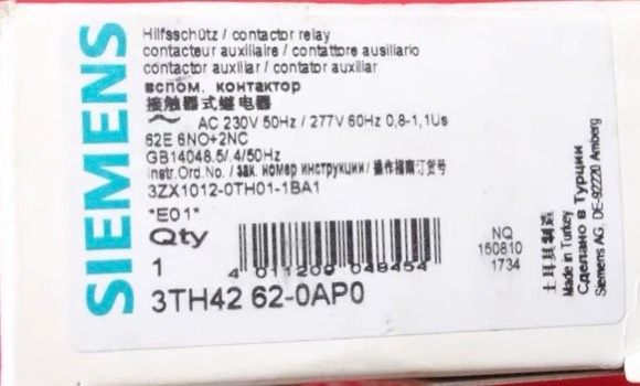 Siemens 3TH4262-0AP0 西门子接触器式继电