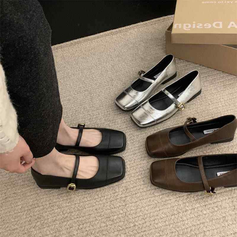 玛丽珍鞋浅口搭扣单鞋2026春季新款韩版方头平底软底舒适豆豆女鞋,女鞋,浅口单鞋,淘宝优惠券,粉丝福利购,淘宝优惠卷