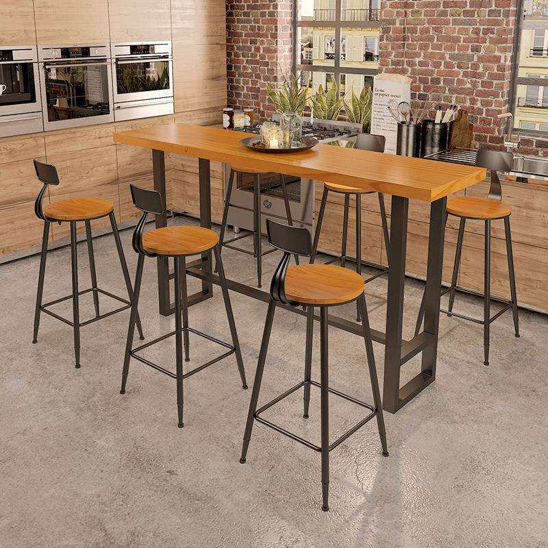 实木吧台高脚桌椅北欧家庭用客厅咖啡奶茶店阳台靠窗桌个性酒吧凳