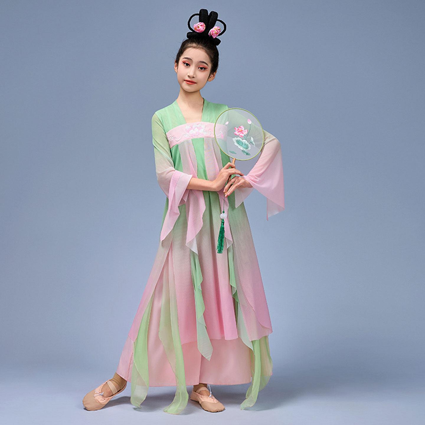 儿童古典舞蹈服荷花演出服女飘逸纱衣瑶光赋中国风仙气身韵服装