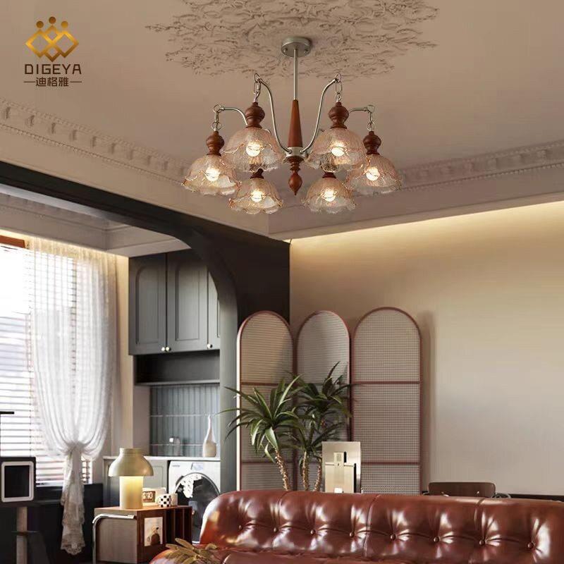 迪格雅式轻法奢实木客厅主灯复古南洋风室141餐眼厅卧护冰裂纹吊