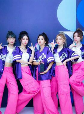jazz爵士舞演出服宋雨琦同款紫色gidle打歌服女团kpop舞蹈服套装