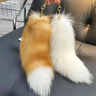 Huge Fluffy Faux Fur Fox Tail Keychain Therian Tail Fox Tail