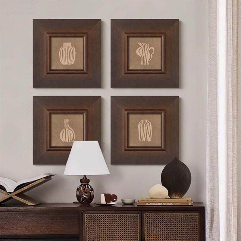 瓶安 法式南洋中古风复古艺术客厅装饰画餐厅玄关斗柜花瓶挂画