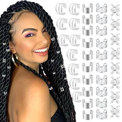 40PCS Hair Jewelry for Braids Gold Hair Cuffs Multi Style