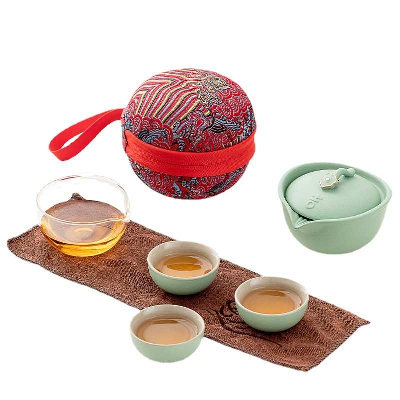 便捷旅行茶具套装便捷快客杯一壶三杯户外泡茶壶茶杯茶具套装印制