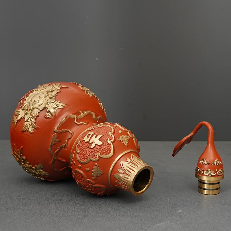 富牡丹铜制葫空芦摆件开盖真品心家贵居UEO室内玄关装品工艺品饰