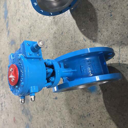 D343H不锈钢手动偏心蝶阀双作用铸钢三WCB法兰涡轮风阀
