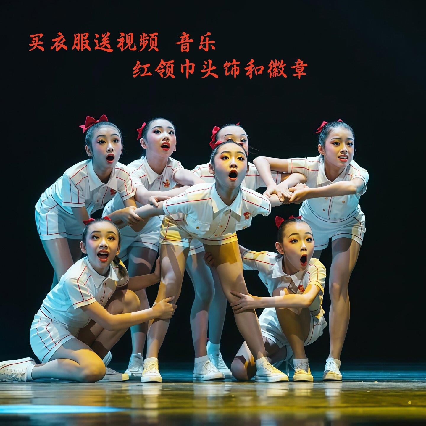 雨中曲舞蹈服雨中曲演出服儿童中小学生男女红领巾爱国红色表演服
