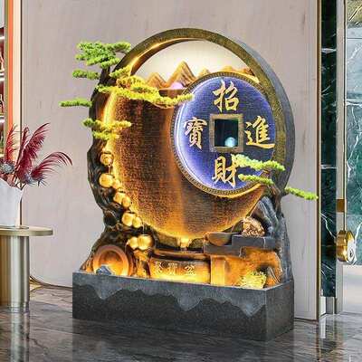 水幕墙假山流水客厅屏风隔断摆件玄关茶室公司鱼池喷泉景观装饰品