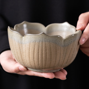 日式 茶洗茶渣缸杯洗水洗建水功夫茶道配件 冰花釉莲花茶缸