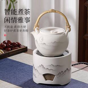 岳恒手绘山水电陶炉小型陶瓷烧水炉家用低噪音煮茶炉耐高温小茶炉