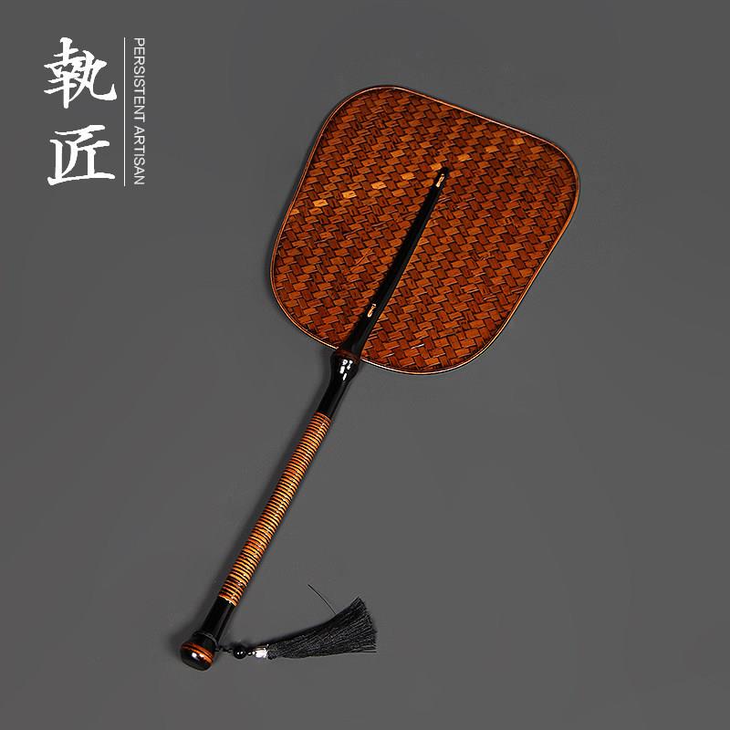 手工竹编筇竹芭蕉扇团扇覆古汉服百搭长柄舞蹈扇古风夏季纳凉蒲扇