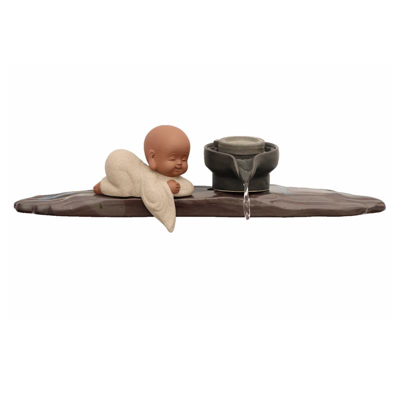 高档太公钓鱼禅意盆陶鱼缸客厅房办公喷泉简约现代景书装饰瓷流水