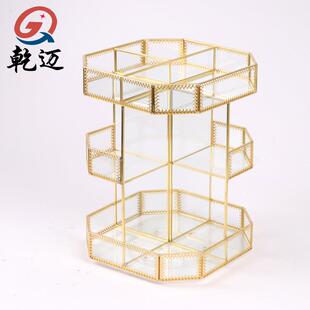 转盘八边形花边框化妆收纳盒