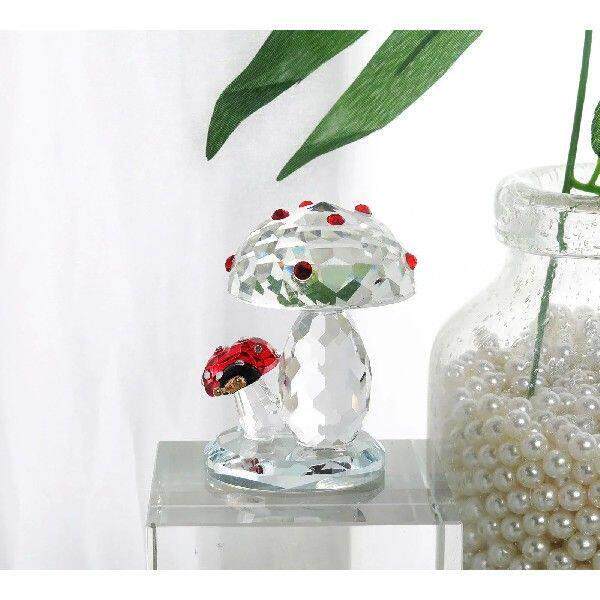 Small Mushroom Ladybug Clear Crystal Ornaments Creative