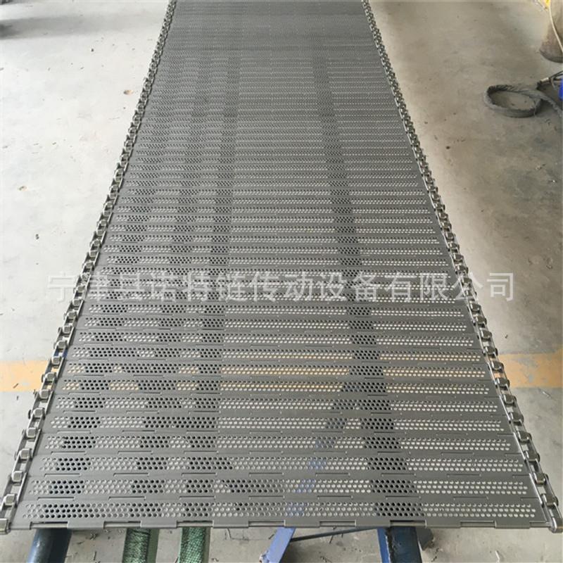 供应摊凉机条形孔不锈钢链板输送带豆干烘烤04输送链板平顶链板