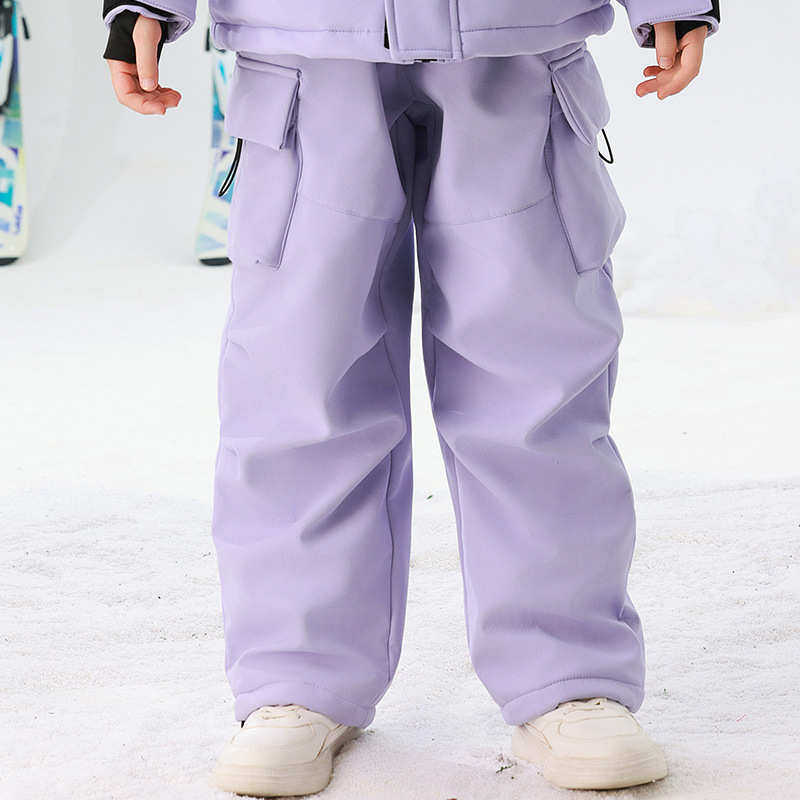 冬季雪乡哈尔滨防水保暖单双板儿童滑雪裤男女童加绒加厚防寒棉裤