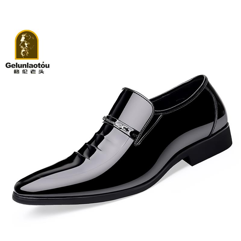 正品格高伦老真头正装皮鞋男皮商务尖头增韩版软底工鞋男婚鞋一脚