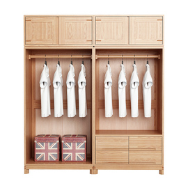 白橡木(白橡木)衣柜纯全实木北欧24两双门四门大衣柜原木衣橱简约现代组合