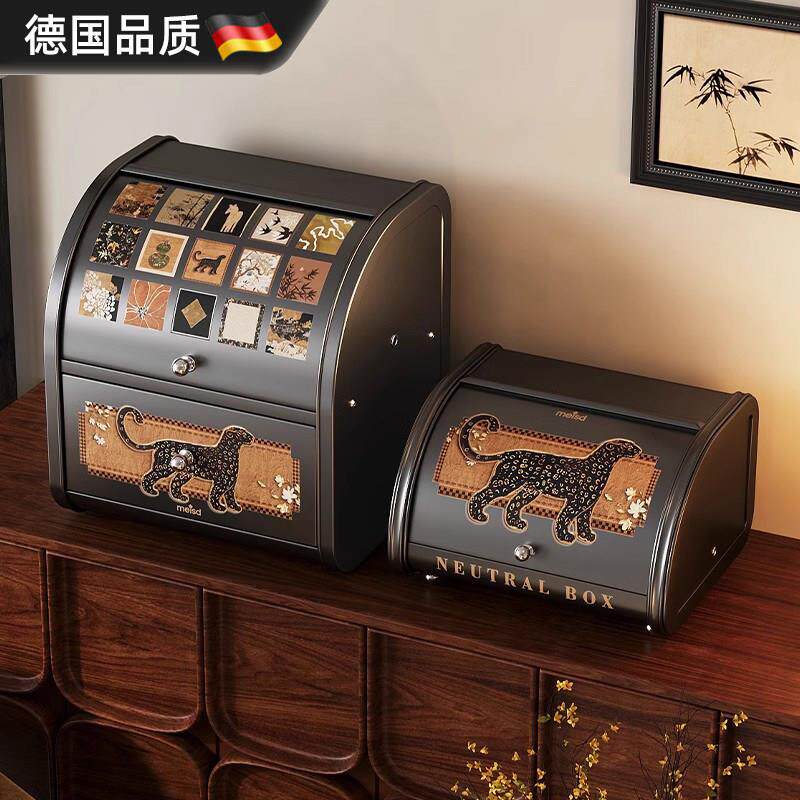 德国中古风收纳盒抽屉式化妆品桌面收纳箱玄关家用储物整理箱子