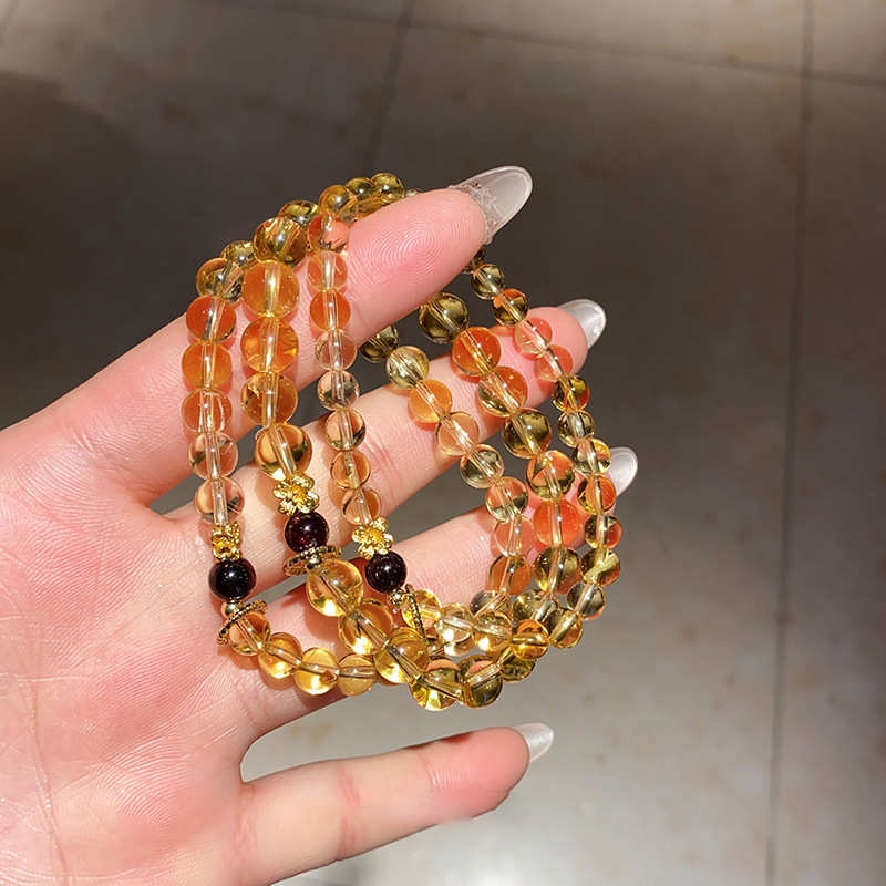 黄水晶玛瑙花朵手链复古气质时尚设计手串女美拉德简约高级感手饰