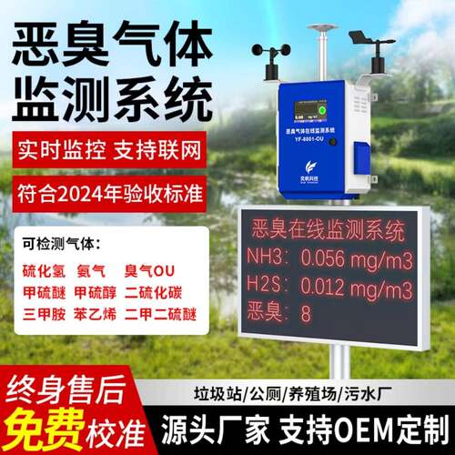 养殖场恶臭检测仪垃圾站氨气检测仪硫化氢电子鼻臭味在线监测系统