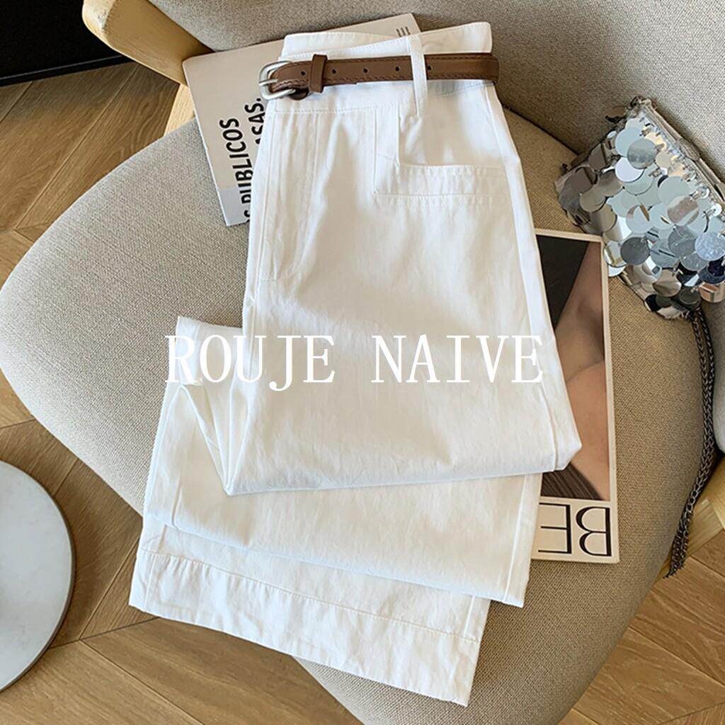 ROUJE NAIVE高端阔腿裤女夏季高腰垂感宽松直筒休闲高级感速干裤