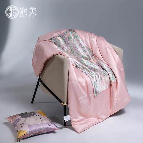 双面真丝抱枕被办公室午睡靠垫被汽车沙发空调多功能两用被子