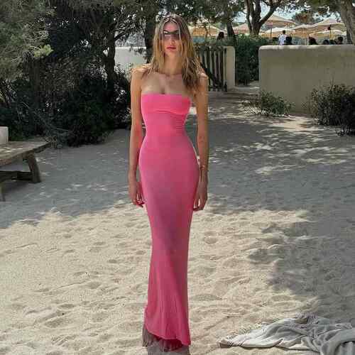 Womens Solid Backless LaceUp TieBack Bodycon Dress Elegant