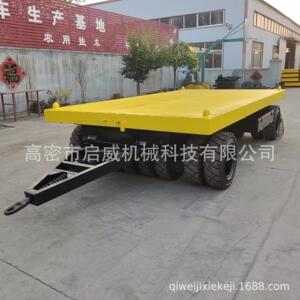 0吨拖挂牵引式平板气刹车搬运拉货工具车物流车间四轮运输车