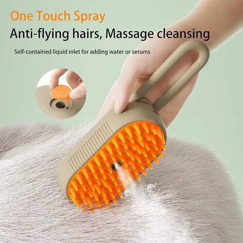 Cat Dog Pet Spray Massage Brush One Button Steam Spray Foldi