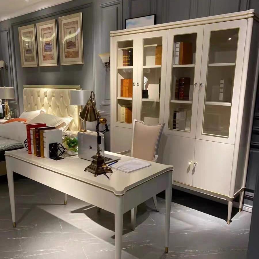 书美式轻奢全实木柜榉四门书办公木桌电670250脑桌现代网红房家具