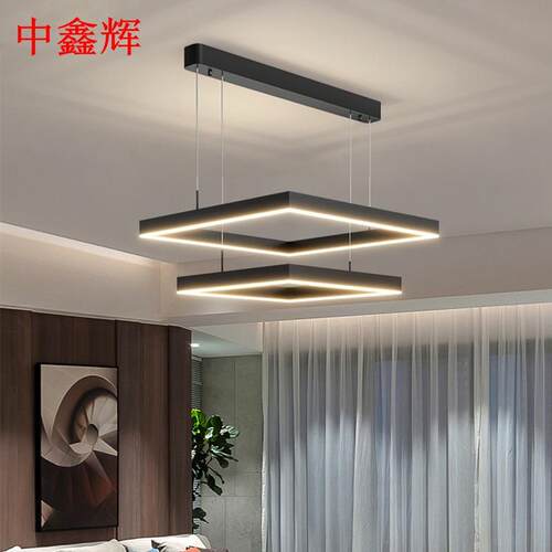 2021年新款吊灯客厅主灯灯具简约现代北欧轻奢大气方形led网红灯