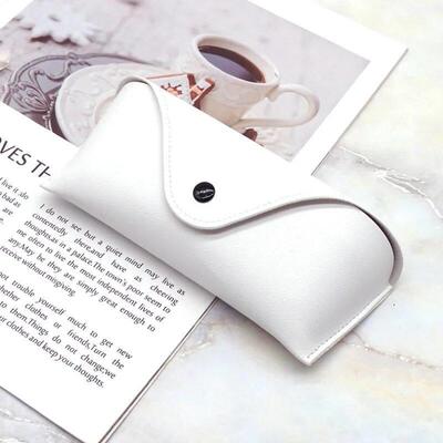 1pc Durable Leather Glasses Case Sunglasses Solid Color Pouc