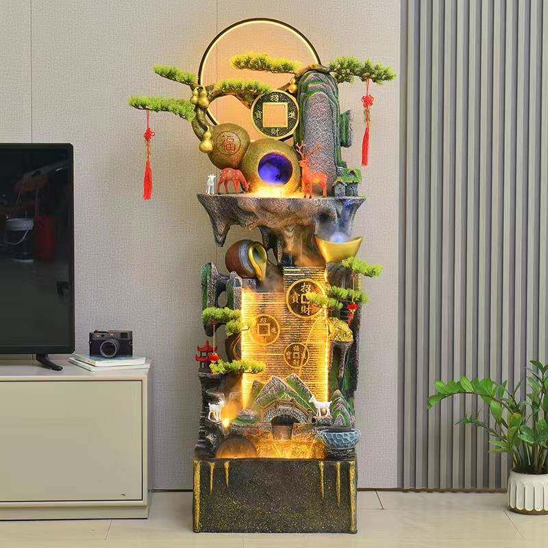 大号假山流水喷泉摆件循环流水鱼缸雾化加湿器风水轮办公客厅装饰