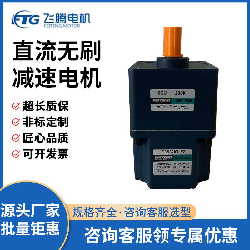 飞腾微型直流无刷齿轮减速电机15W~750W电机DC12V~220V齿轮箱