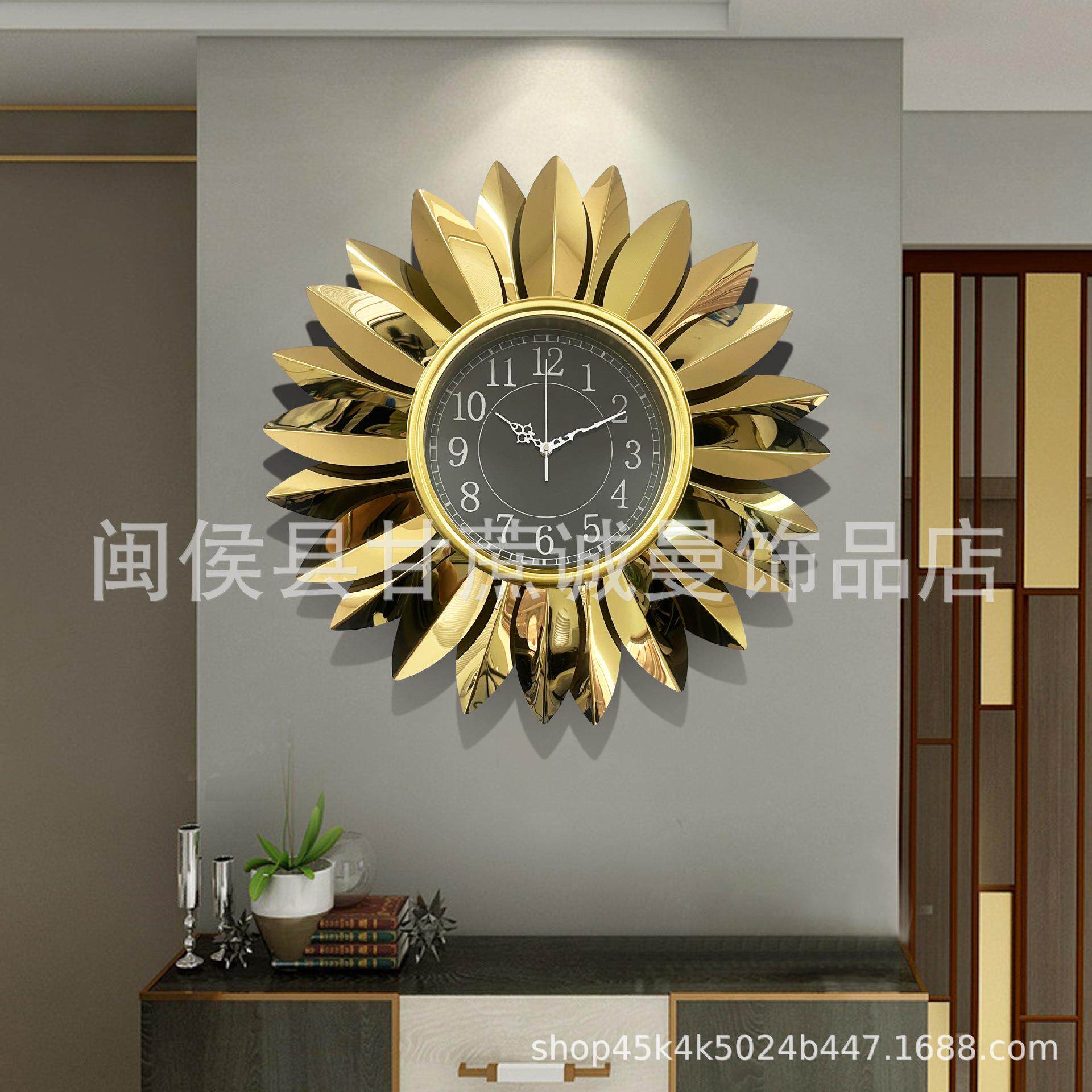 时尚创意装饰简约轻奢挂钟客厅钟表新款艺术2025钛金家用墙壁装饰