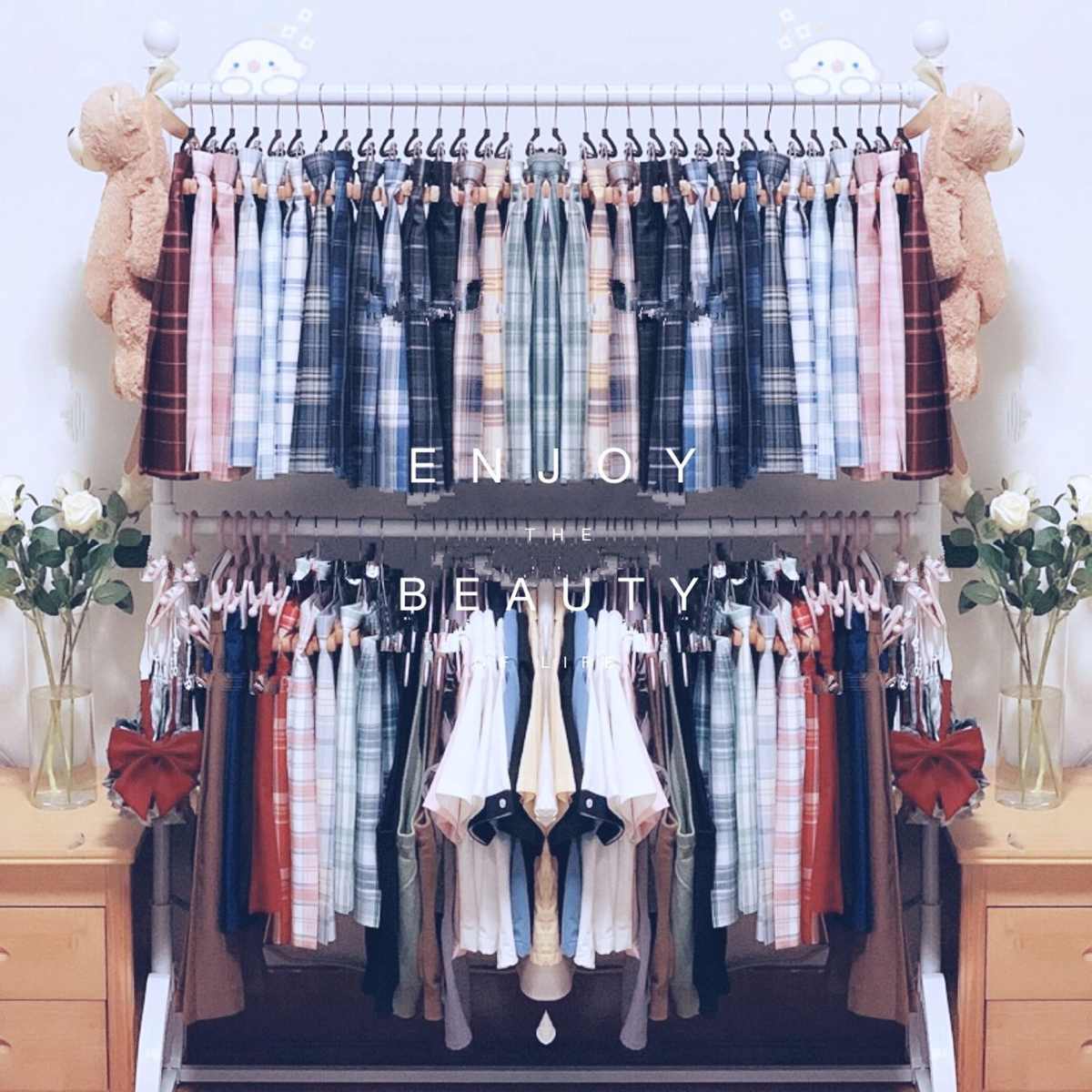 女装服装店展示架落地童装店货架铁艺陈列架jk制服格裙双层挂衣架