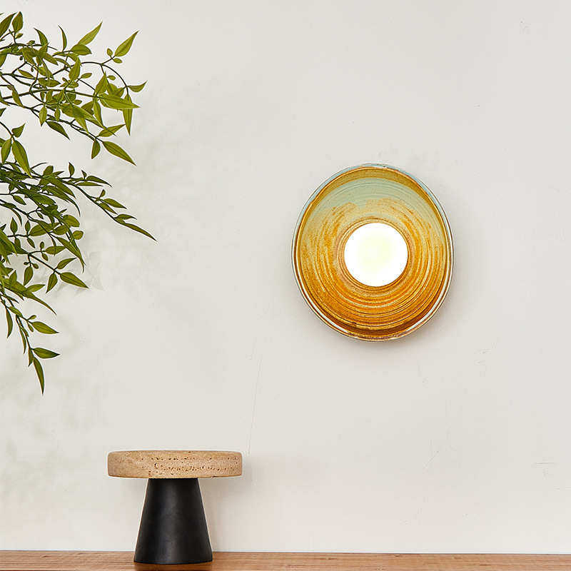 日式侘寂风客厅背景墙陶瓷壁灯简约卧室床头过道灯阳台走廊玄关灯,家装灯饰光源,壁灯,淘宝优惠券,粉丝福利购,淘宝优惠卷