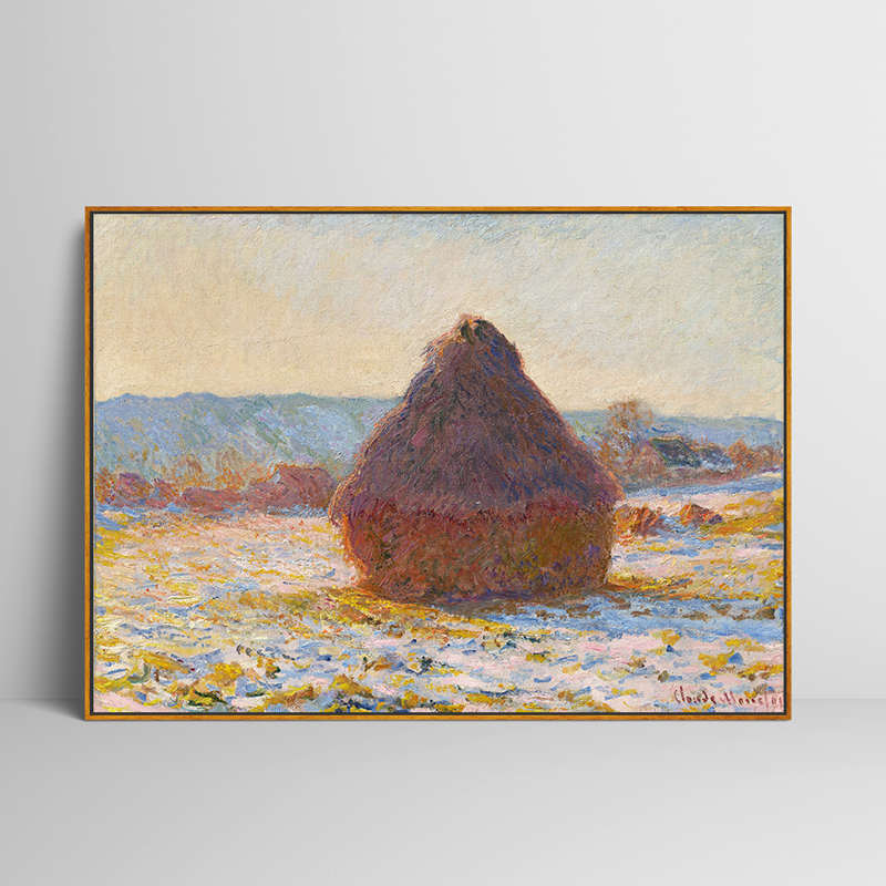 莫奈 干草堆油画布印刷仿制油画客厅挂画沙发背景墙装饰画风景画