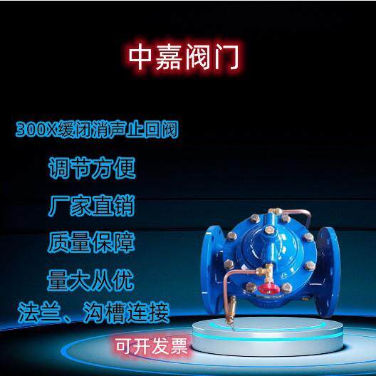 300X缓闭法兰止回阀向止逆防止倒流阀铜阀座不锈钢配件缓闭式