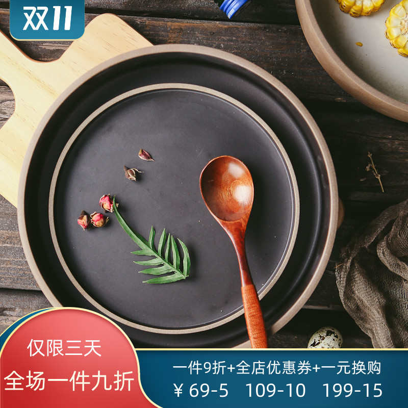 藝隆軒制日式餐具早餐盤創(chuàng)意牛排盤子菜盤平盤西餐盤家用大圓盤