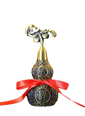 黄铜如意葫芦客厅书房吉祥摆件大号金钱铜葫芦金属工艺品