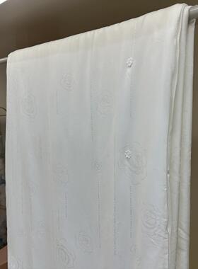 简约白色山茶花蚕丝春秋被天丝棉彩丝提花薄被子家用200*230cm