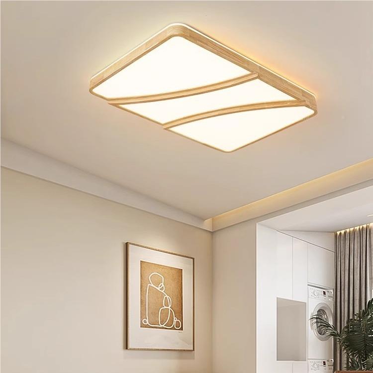 简约现代厅灯2023新款北欧实木吸灯顶灯创客意几何78年卧室灯中山