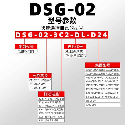 液压电磁换向阀dsg-02-3C2/24V油压电磁阀03-3C4/6电阀电子开关阀