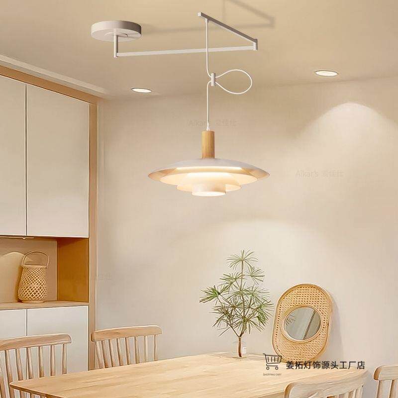 可移位飞碟餐厅吊灯ph5多层丹麦圆桌岛台摇臂日系2025流行餐厅灯