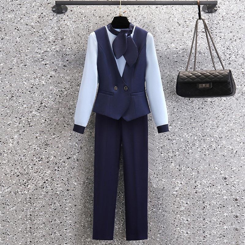 工作服女套装空姐制服酒店前台美容院工作装职业接待时尚气质工装
